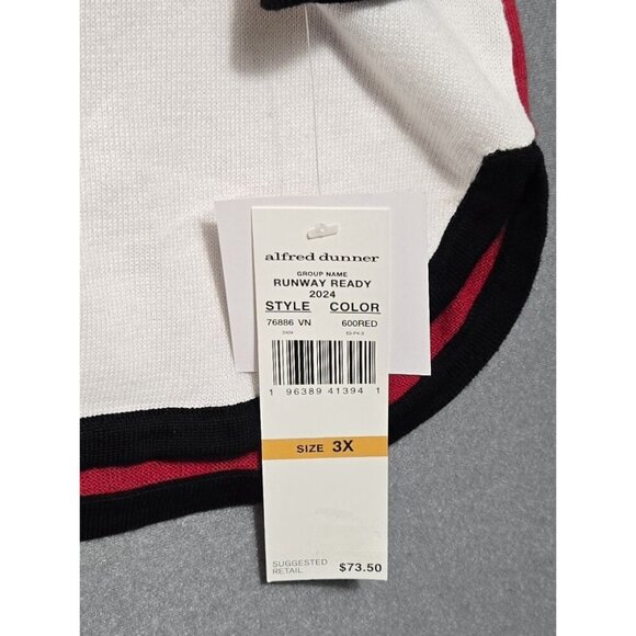 Women's Alfred Dunner Colorblock Beaded Top Red 3X New - Picture 5 of 11